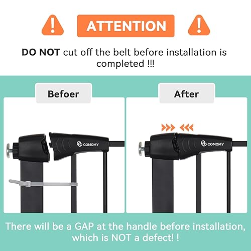 Miniatura 5 de COMOMY Puerta de bebé con cierre automático con puerta para gatos, puerta extra ancha para perros de 29.5 a 40.5 pulgadas para puertas de casa,