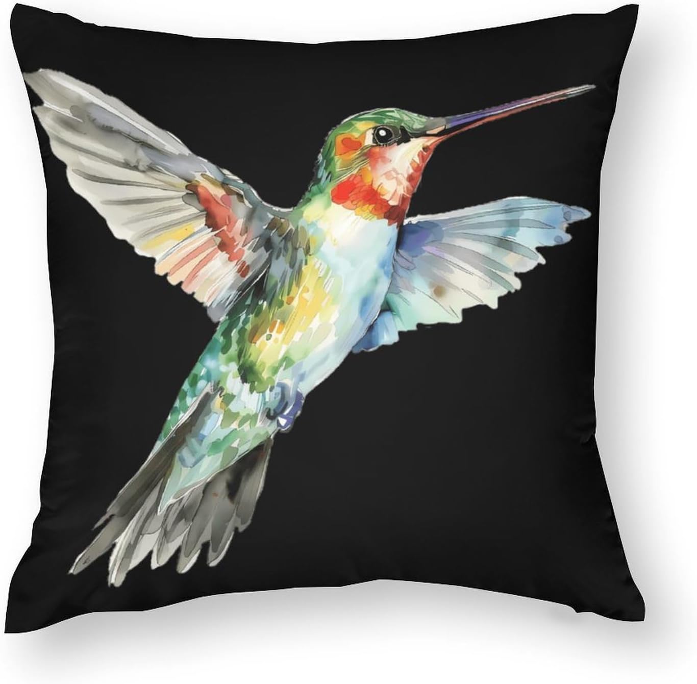 Watercolor Hummingbird Printed Throw Pillow Case 4 Pcs Soft Pillowcases Pillows Covers Sofa Bed Decor 12/14/16/17/18/20/22/24/32 Inches