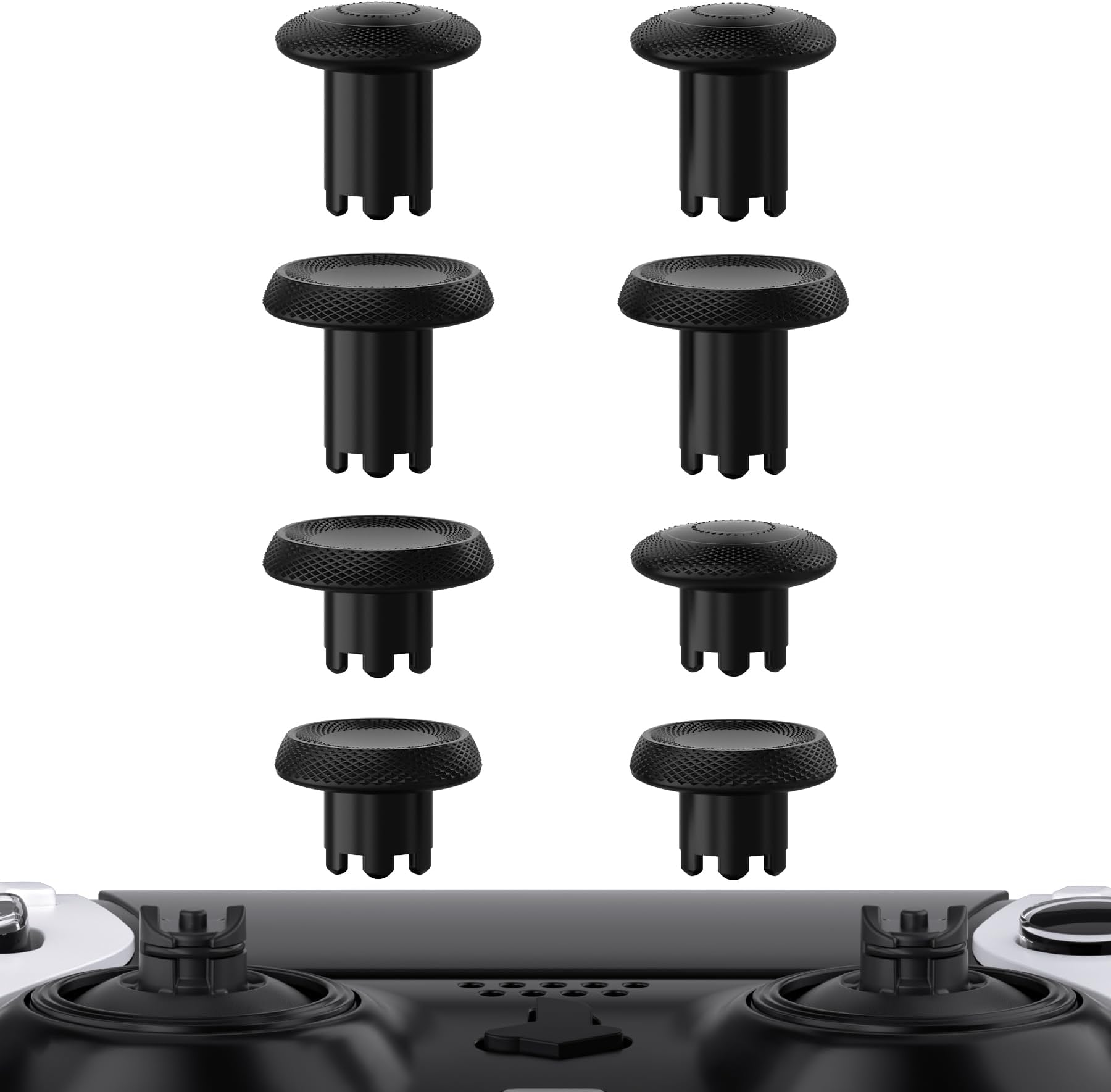eXtremeRate ThumbsGear Interchangeable Thumbsticks for PS5 Edge Controller, Replacement Black Analog Thumb Sticks Caps for PS5 Edge Controller - 4 Heights 3 Surfaces Grips - Without Thumbstick Base