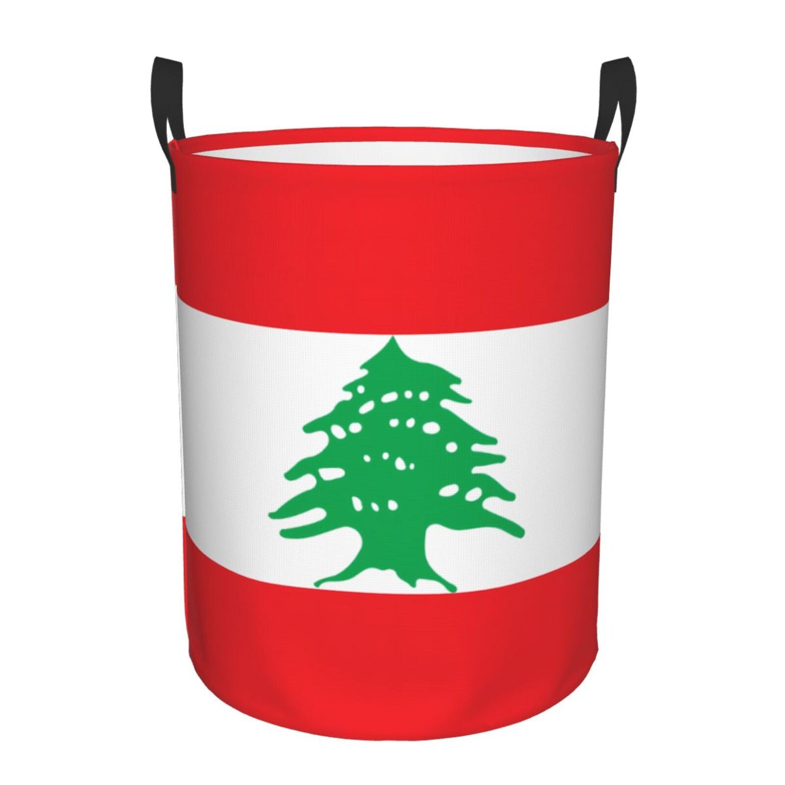 S Circular Hamper – Collapsible Flag of Lebanon Print Laundry Basket