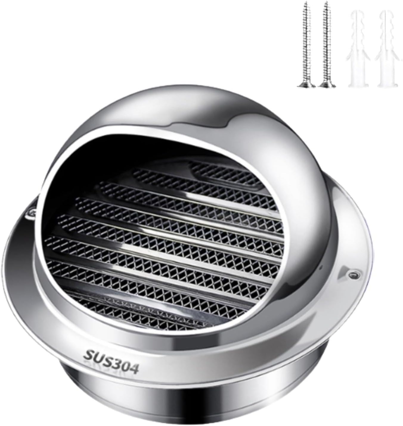 Soffit Exhaust Vent, 4 inch Vent Cover 304 Stainless Steel, 2" 6" 7" 8" 10" 12" Louvered Grille Cover with Built-in a Fly Screen Mesh, for Bathroom, Kitchen, Office, Attic, Garage(300mm/11.8in)