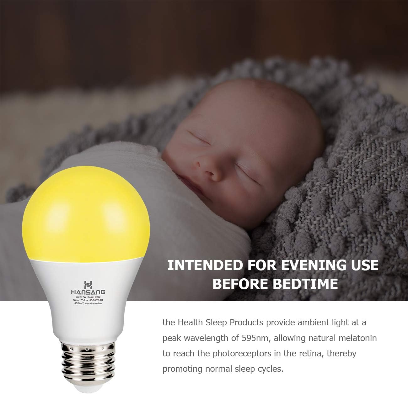 Wееklу Tор Sаlе Hansang A19 LED Bug Light Bulb Yellow Color Bulb,7 Watt (60W Equivalent) E26 Medium Base Outdoor Porch Lights, Amber Bedroom Night Light Bulb Bugs Free Bulbs,4 Pack