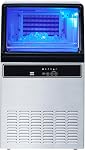 Commercial Ice Maker Machine, 130Lbs/24H with 33Lbs Storage, 45 Cubes per Cycle, Stainless Steel Freestanding & Under Counter Ice Machine with LED Display & Self-Cleaning, Ideal for Home