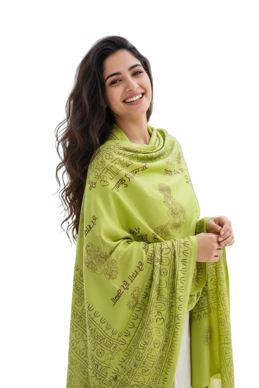 Olive Green Om Sun Mandala Print Rayon Sarong | Hand Screen Print | 200×103 cm-image-27