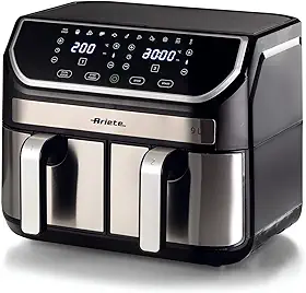 Ariete 4625 - Fritadeira Air Fryer Dual 9L - 11 programas predefinidos, cesto duplo, tecnologia Rapid Air, temperatura de 80 ° C-200 ° C - 220V