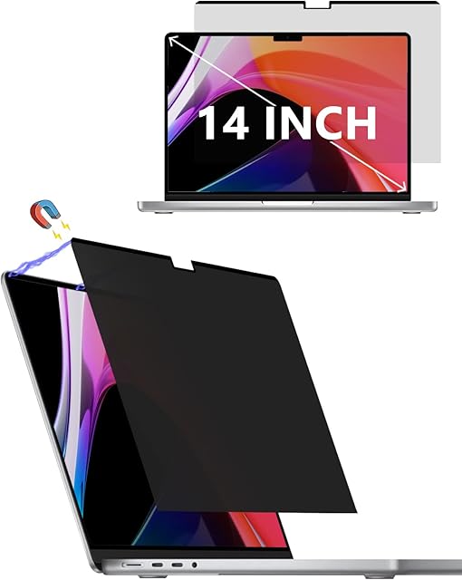 Magnetic Privacy Screen for MacBook Pro 14 Inch 2021 M1 Pro A2442, Removable Macbook Pro 14 inch Screen Protector Privacy Anti-Spy Easy On/Off Anti-Blue Light Laptop Privacy Filter