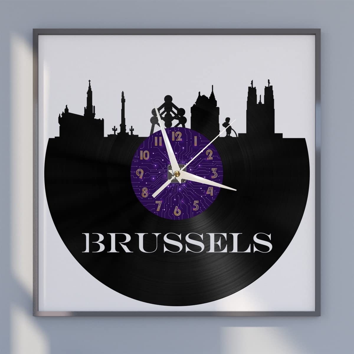 Horloge Murale en Vinyle de Bruxelles Idéale pour Salon et Cuisine