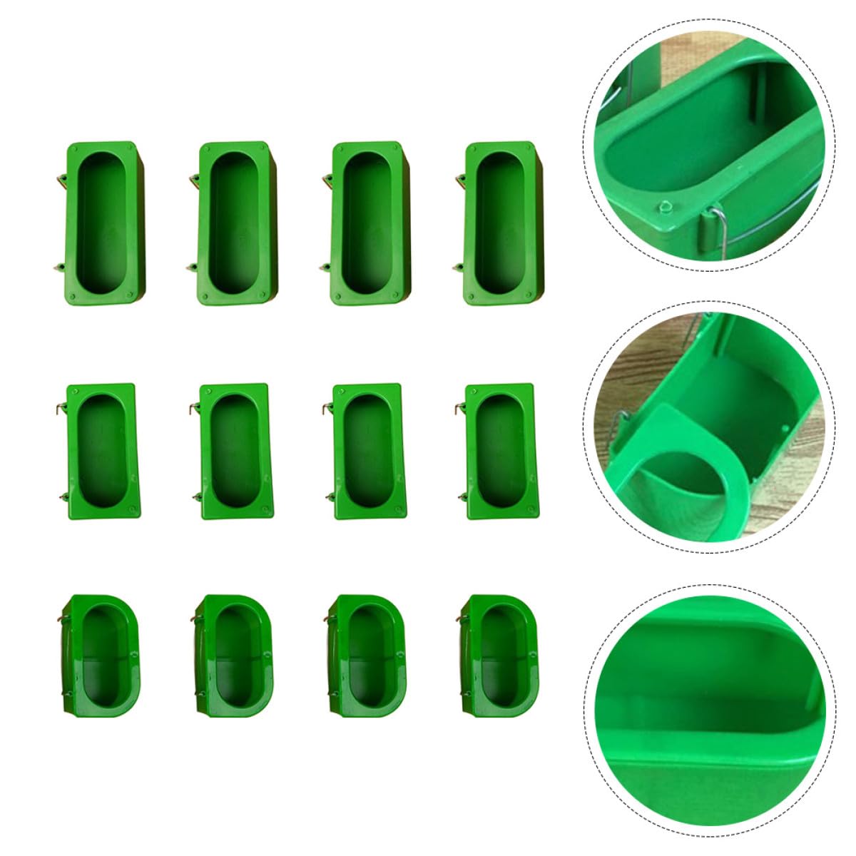 Mangeoires à Oiseaux Faciles à Nettoyer et Remplir Lot de 12 en Plastique Vert pour Perruches et Petits Oiseaux en Cage
