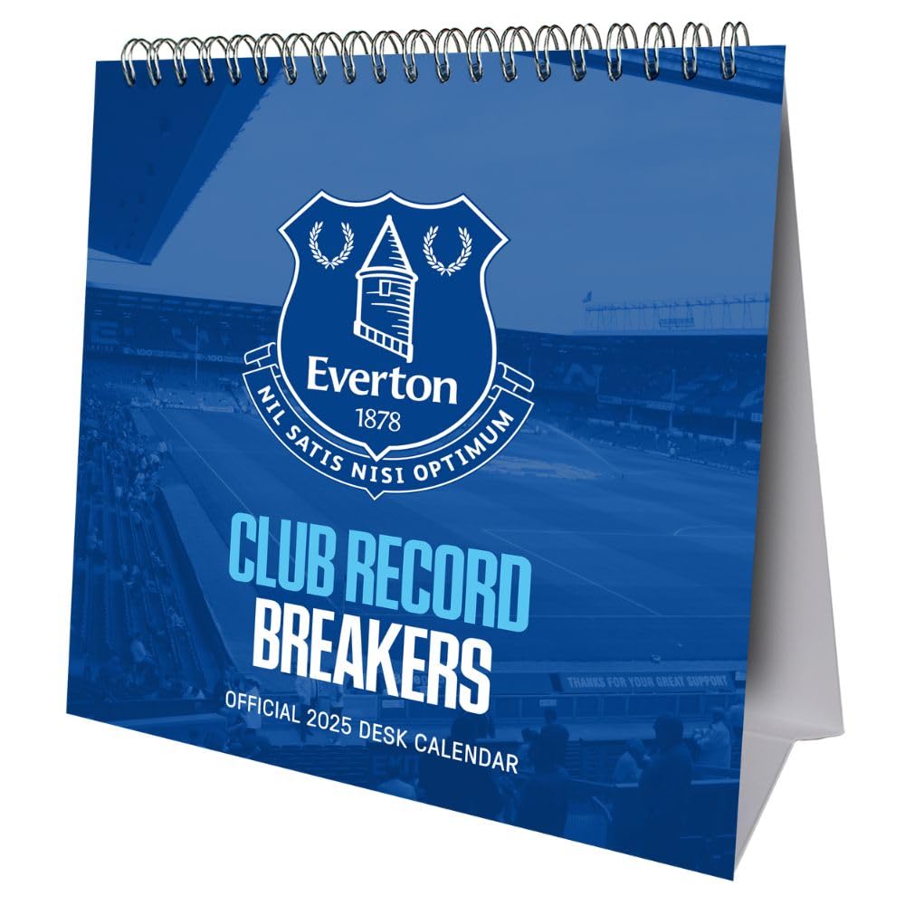 2025 Calendar Everton FC Month to View Football Desk Easel Official Product