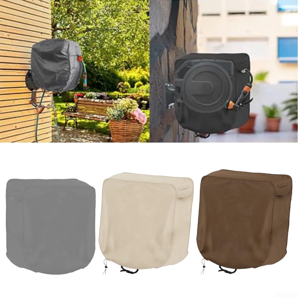 Minhe Cubierta de carrete de manguera de jardín impermeable para exteriores, protección UV, tela Oxford 420D, escudo antipolvo resistente para carretes de manguera retráctiles montados en la pared, 60