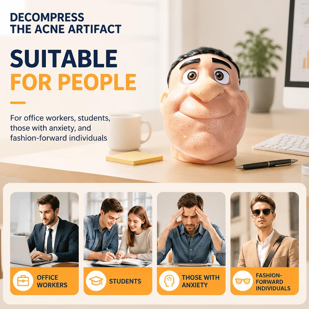 Pimple Popping Toy, HOVCEH antystresowa gra, sztuczna twarz z pryszczami, zmysłowe zabawki do wyciskania do biura, klasy lub domu