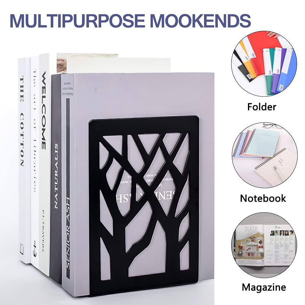Buchstützen, Metall, Buchstützen, für Bücherregal, Schreibtisch, Schwarz, 10 Paar