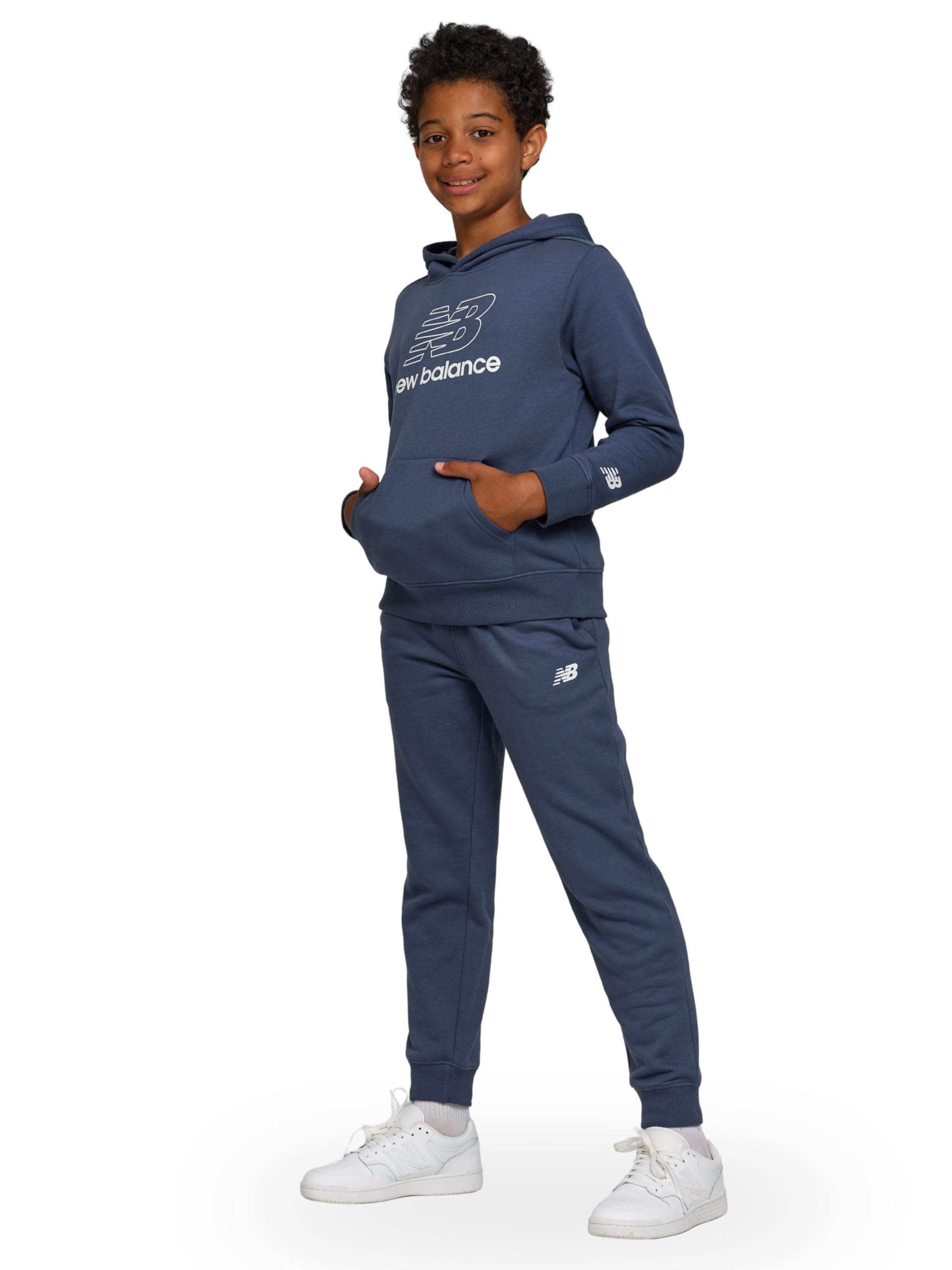 new balance boys & toddlers athletic 2 piece – soft fleece pullover hoodie & joggers sweatsuit activewear set (2t-12)