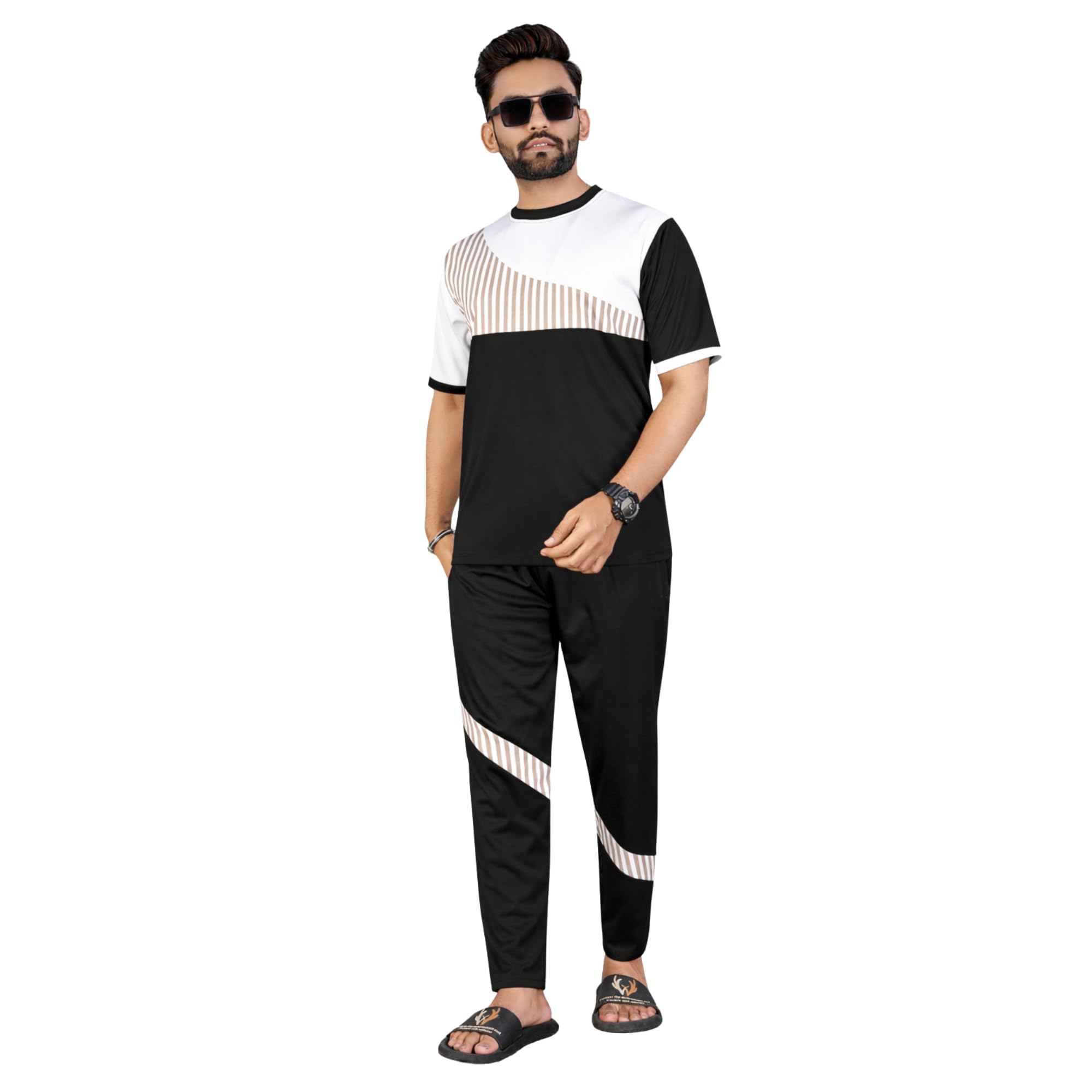 Men's Track Set For Casual And Sports Activity | Cotton Fabric| Half Sleeve Round Neck Top & Track Pants |Soft Texture | Regular Fit | LAXMI -02- LALO-image-41
