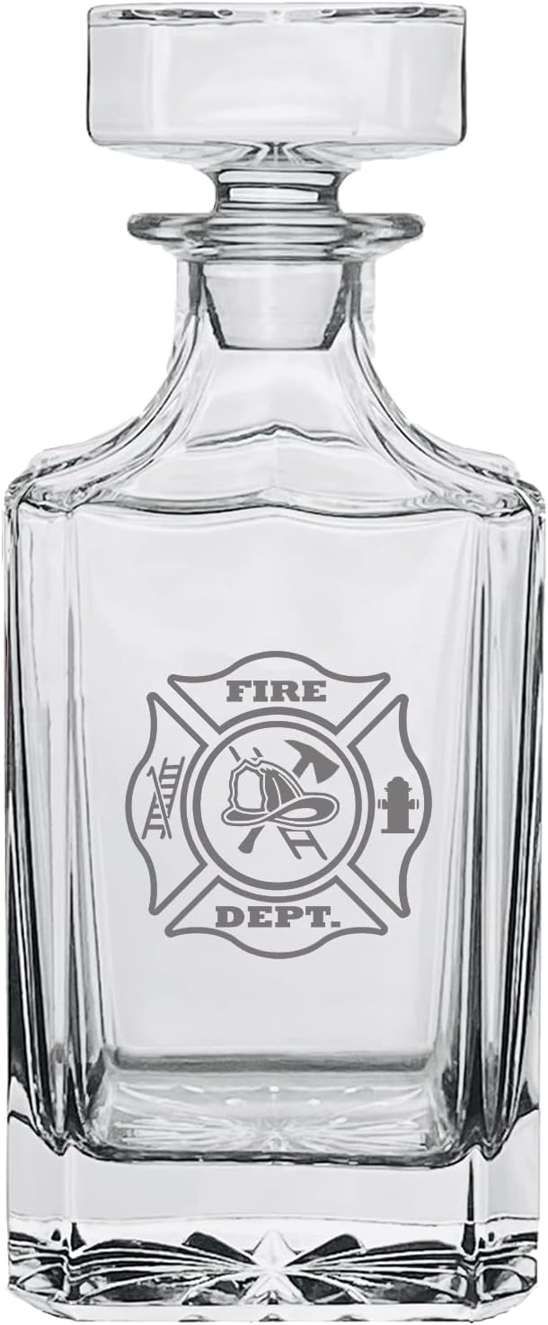 Rogue River Tactical Firefighter Whiskey Decanter With Glass Stopper Custom Gift For Men Dad Veteran Father's Day Fireman Fire Fighter