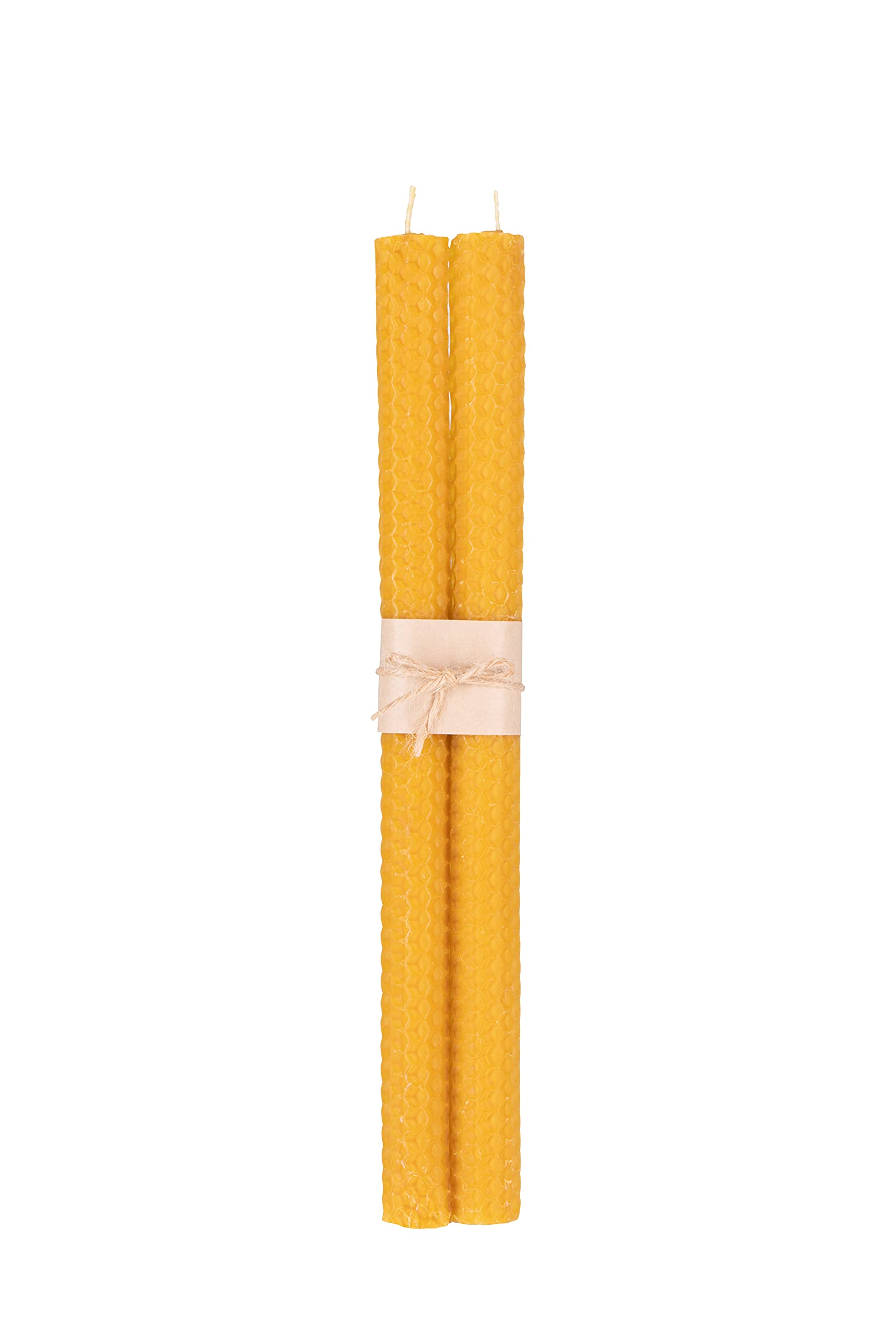 Candele Coniche In Cera D'Api Pura Fatte A Mano - 25,4 Cm (10 Pollici) - Profumo Di Miele Naturale, Senza Fumo - Gialle (Fair Trade, Taiwan) - 2