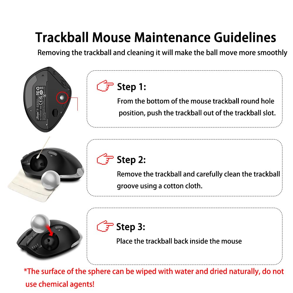 Mouse Trackball Wireless, Mouse Ergonomico Wireless con Bluetooth 2.4G, Ricaricabile Mouse per PC, Mac, Windows, Controllo Pollice, con Luci Colorate RGB Pulsanti Programmabili Trasformazione Nero