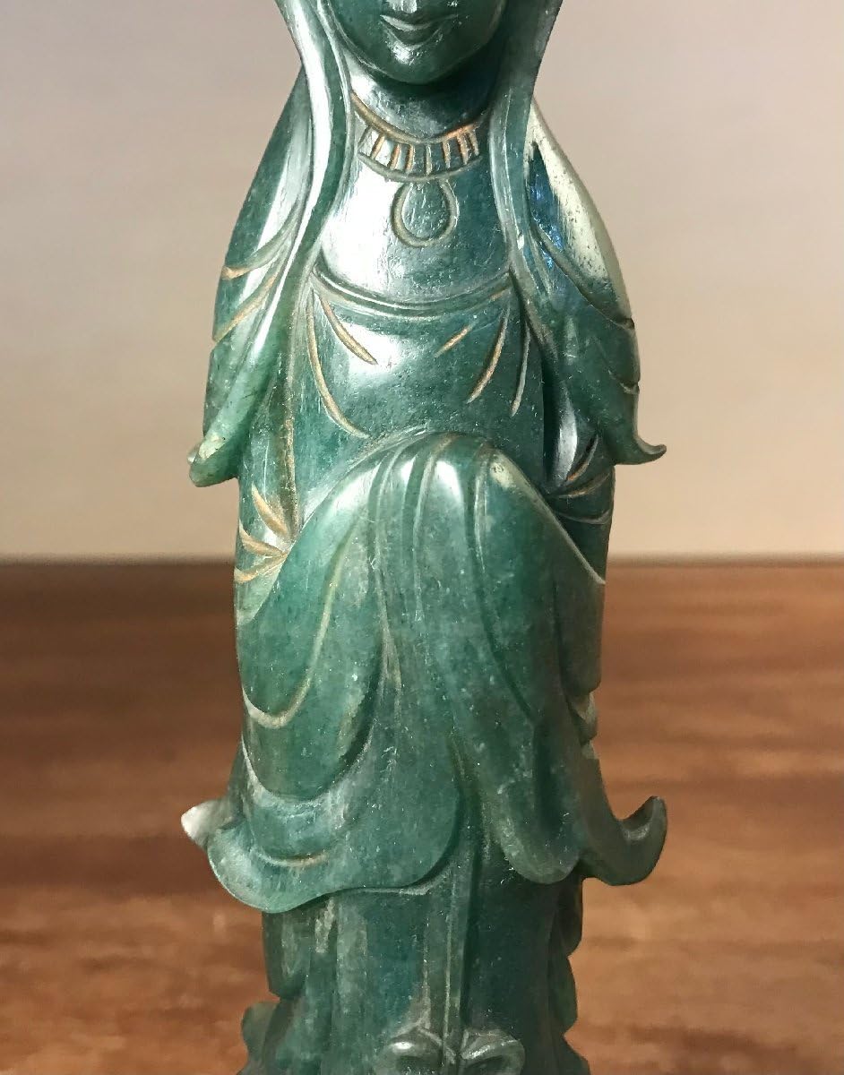 Amazon｜HH-5079 □□ 翡翠観音像 仏像 観音立像 彫刻 仏具 仏教 置物