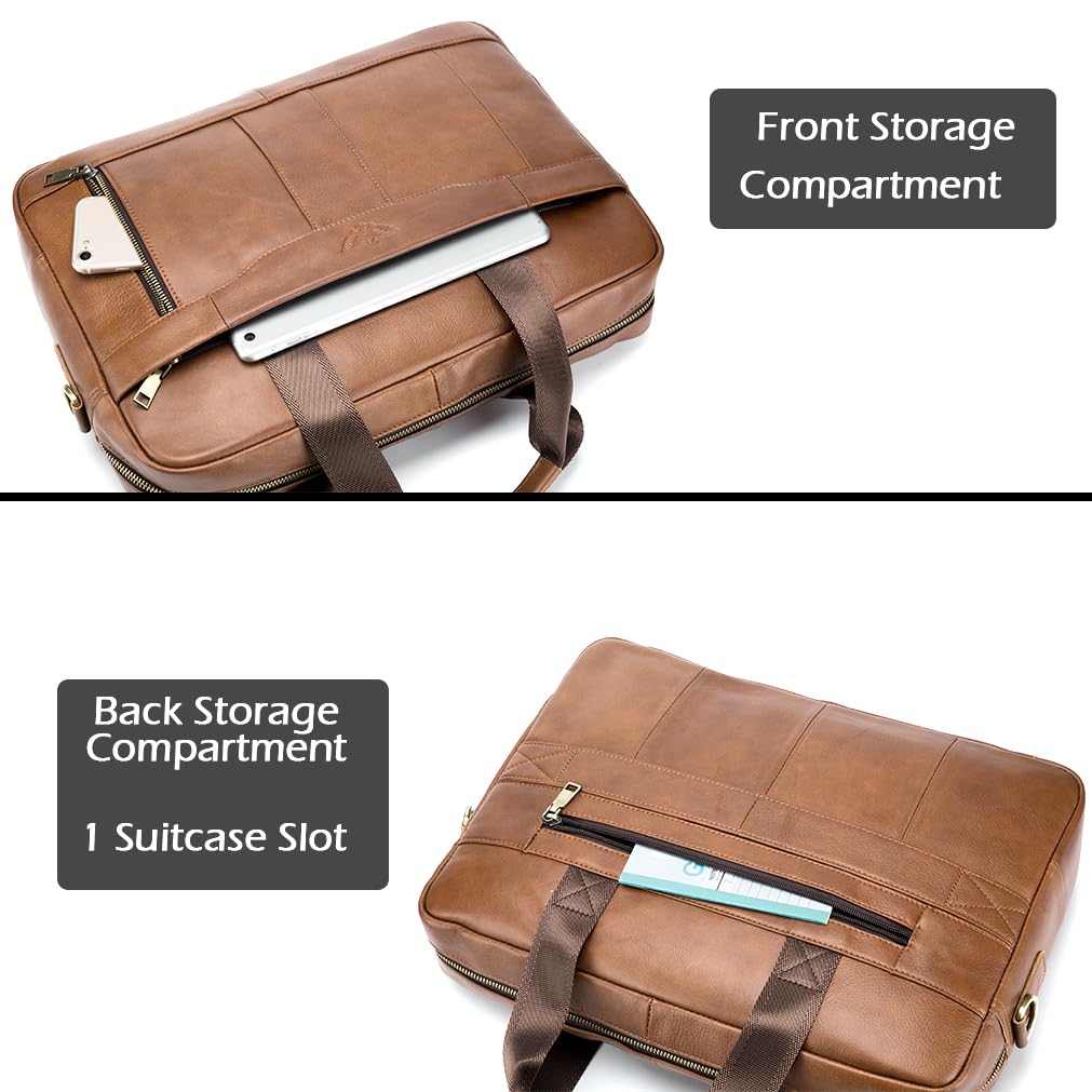 SPAHER Cartable Homme Cuir Malette Sacoche Ordinateur Homme 15,6 Pouces Sacoche Travail Business Besace Sac Porte Document Sacs à Main Bandoulière Messenger Bag