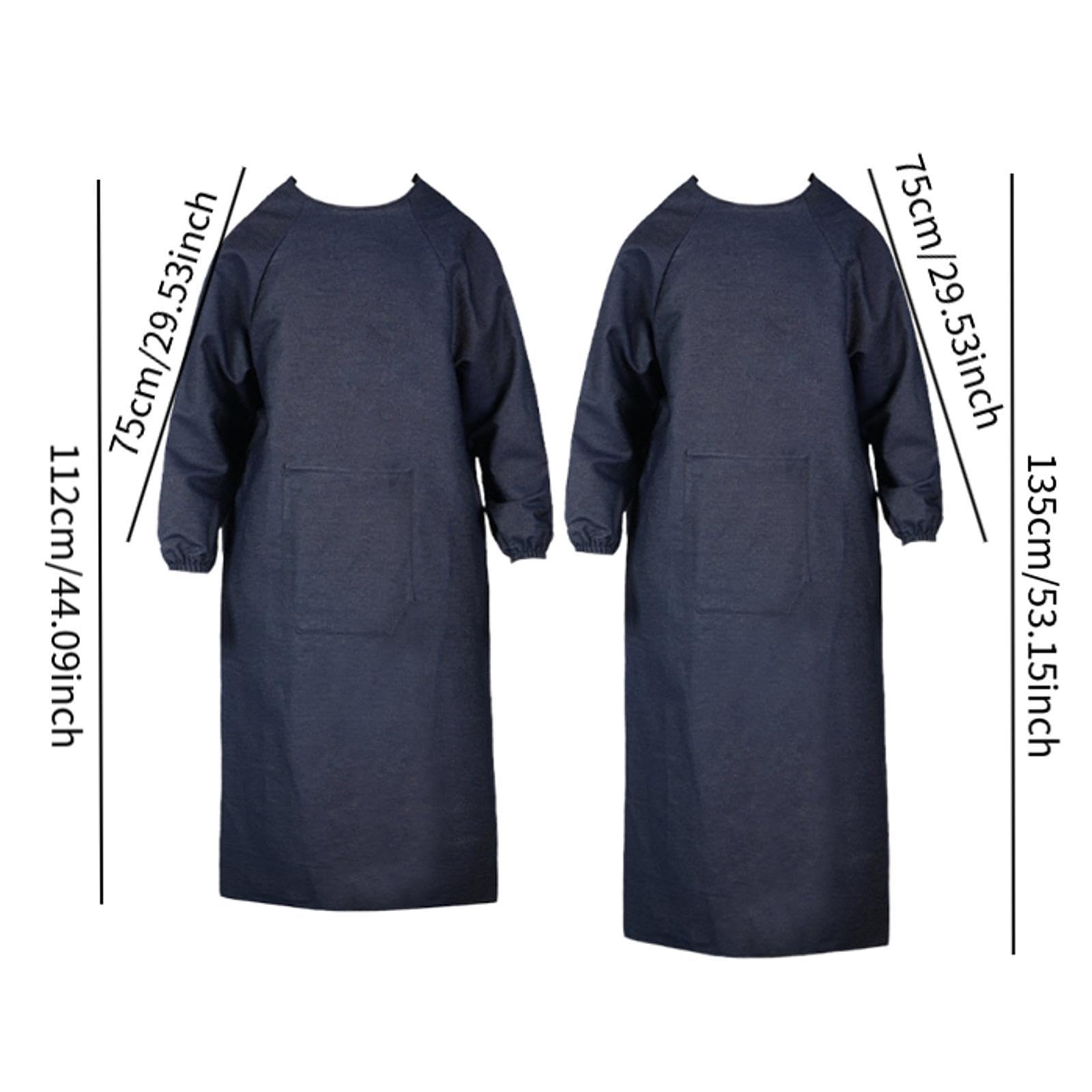 MERIGLARE Delantal de Soldadura Confeccionado en Denim Robusto Protección de Manga Larga Almacenamiento Fácil Gracias Al Bolsillo Comodidad Durante Largas, Longitud 112 Cm