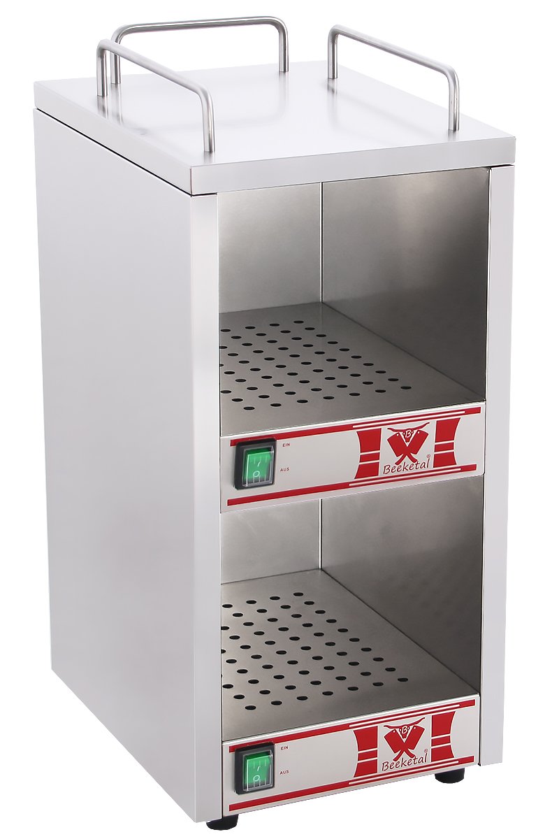 Beeketal 'BTW-1' Profi Gastro Tassenwärmer elektrisch für bis zu ca. 36 Tassen (je nach Tassengröße), 2 Fächer getrennt regelbar, konstante Wärme mit nur 2 x 70W, (B/T/H): ca. 250 x 320 x 550 mm