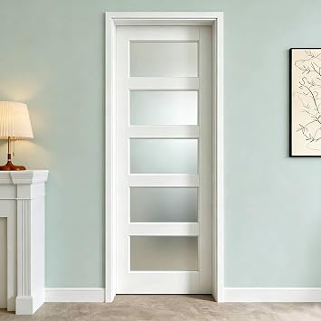 28"x80" Frosted Glass Pantry Door,Interior French Doors with Glass