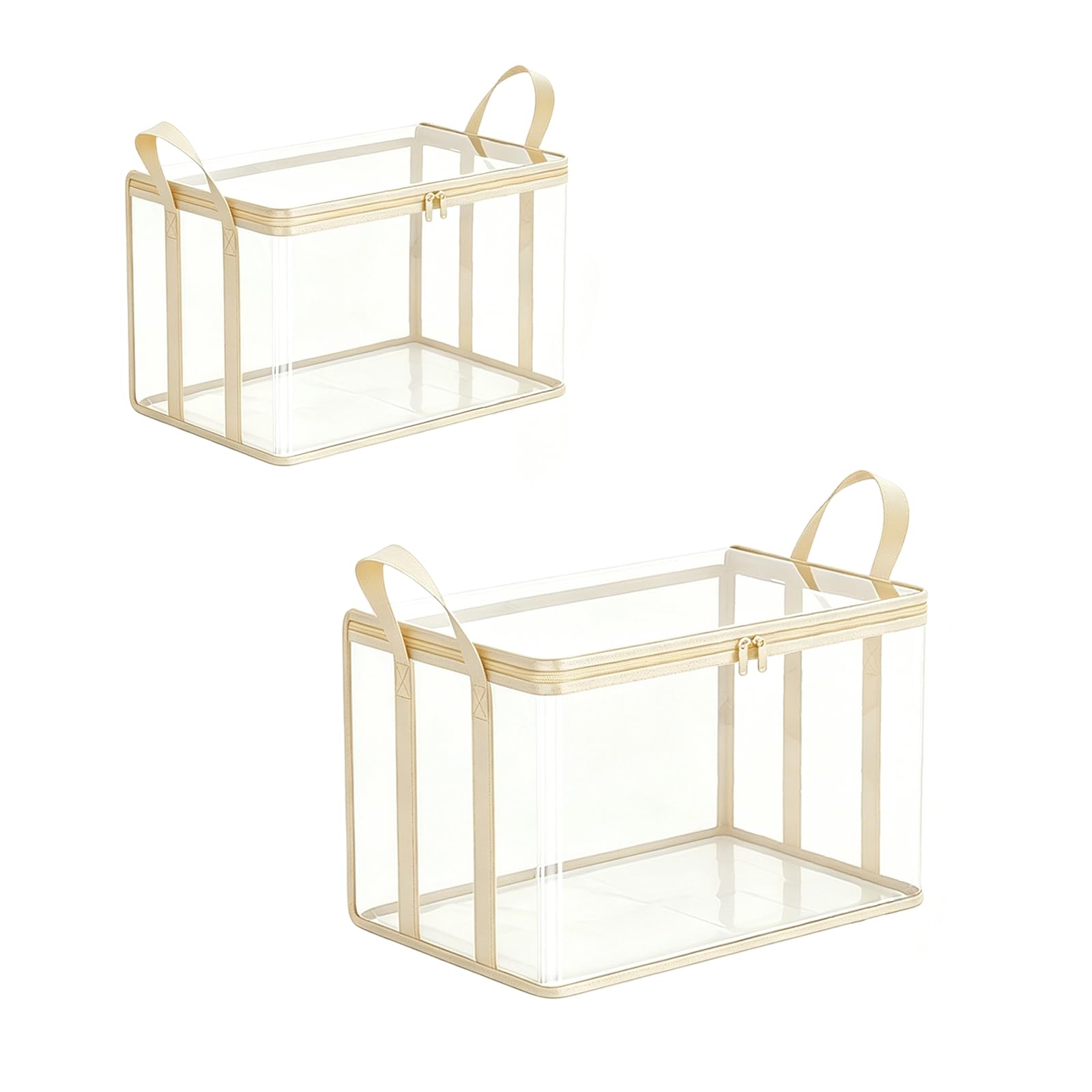 QQYHZX Of 2 Clear PP Storage Boxes, Large & Transparent Organisers, Extra Large Capacity Storage Bags for Clothes Blankets Household Items