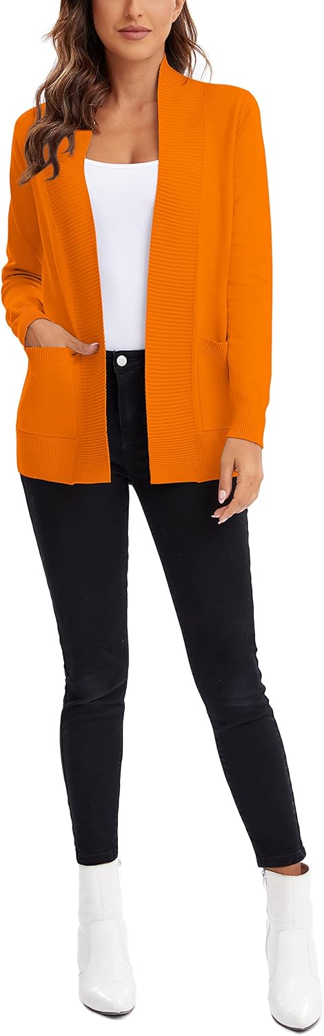 Urban CoCo Women's Lightweight Open Front Knit Cardigan Sweater Long Sleeve with Pocket - Image 6