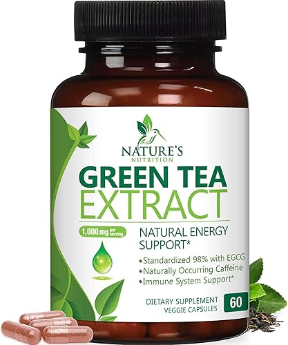 Extracto de té verde 98 EGCG estandarizado  3 veces de fuerza para energía natural  Auxiliar cardíaco con polifenoles  cafeína suave fabricado en