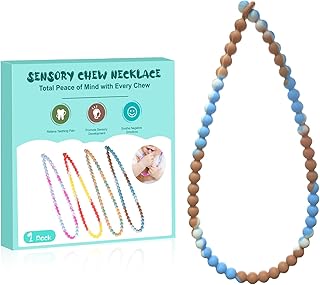 Teething Necklace for Baby - Integrated Safety Design for Toddler, Sensory Chew Necklace for Kids, Boys, Girls with Autis...