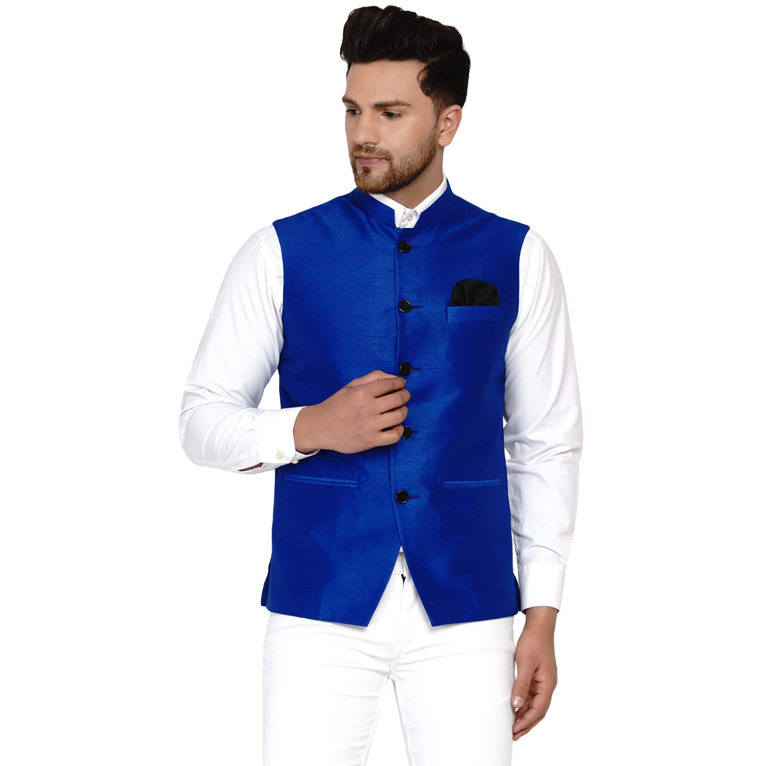 veera paridhaan Men's Banarasi Solid Nehru Jacket …-picture-45