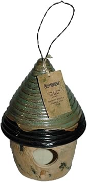 Pier 1 Imports Green Ceramic Bird Feeder with Wire Hanger, Indoor/Outdoor