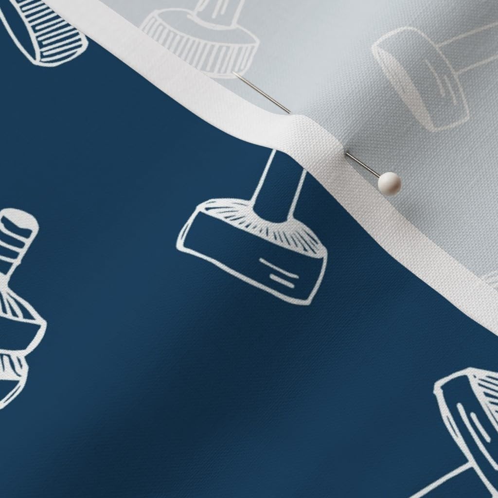 Spoonflower Fabric - Hand Fitness Blue Navy Indigo Sports Drawing Monochrome Gym Printed on Petal Signature Cotton Fabric by The Yard - Sewing Quilting Apparel Crafts Decor