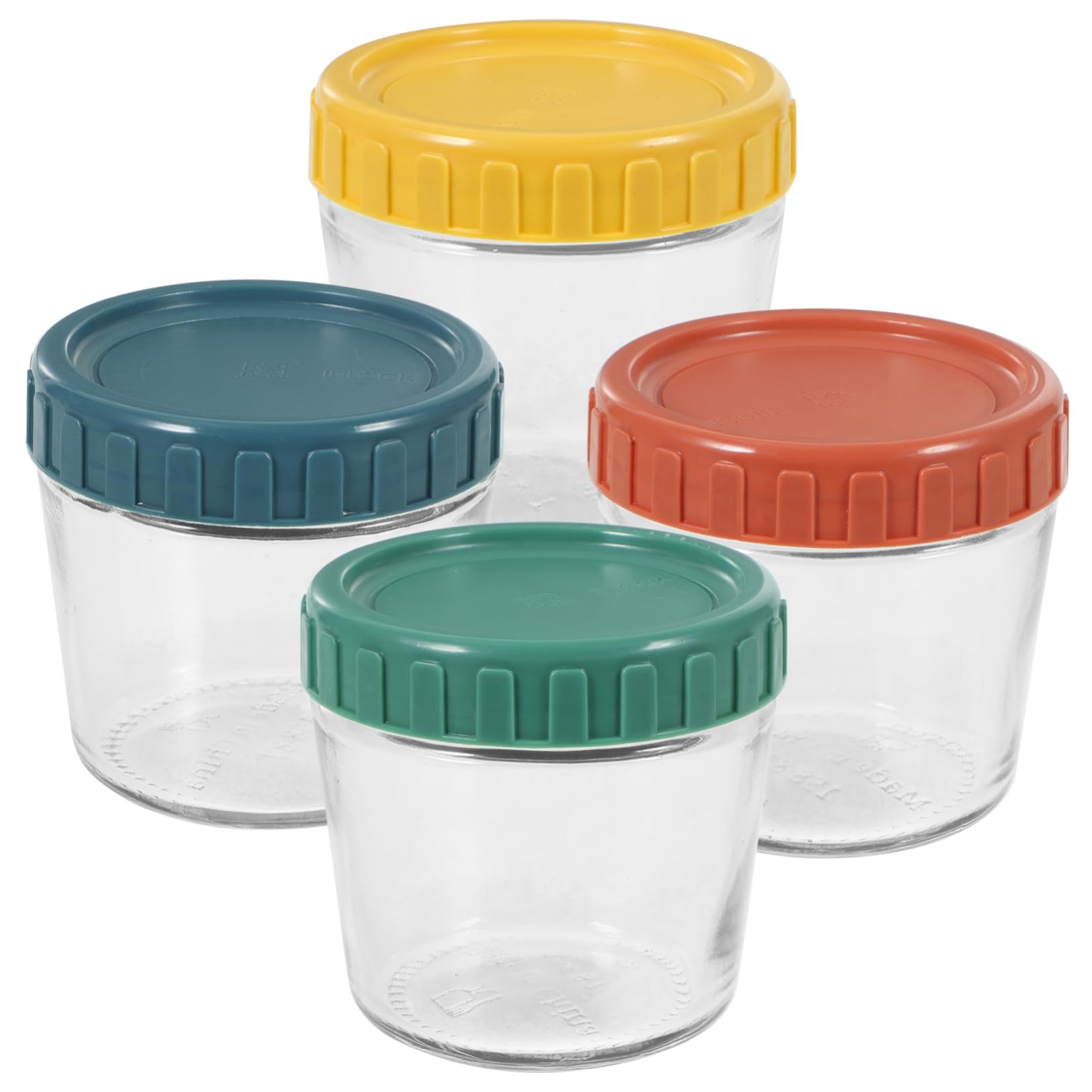 4 Tarros de Cristal Herméticos Tapa de Silicona, Reutilizables y Apilables, para Yogur, Avena y Alimentos, 4 Piezas