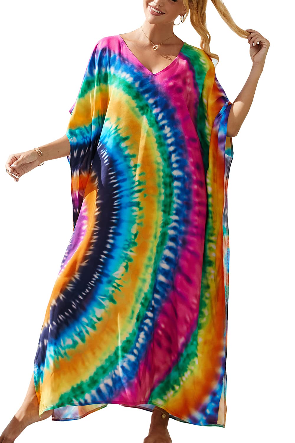 YouKDSummer Long Kaftan Bohemian Loungewear Beach Swimsuit Cover Up Maxi Dress for Women