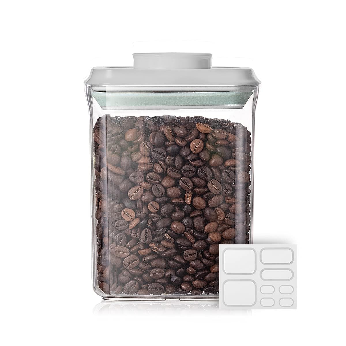 AnkouFood Airtight Containers (1500ml) 1.5 Qt Pop Up Food Formula Container With Lids, Bpa-Free One Button Open Stackable Container for Coffee Tea Brown Sugar Cereals - 8 Labels - Clear