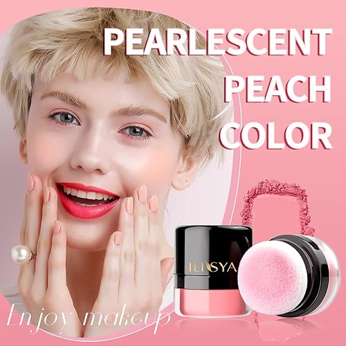 Miniatura 2 de ROUSE Rubor facial en polvo, maquillaje suave de hongos para mejillas, maquillaje de larga duración, acabado brillante (color melocotón)