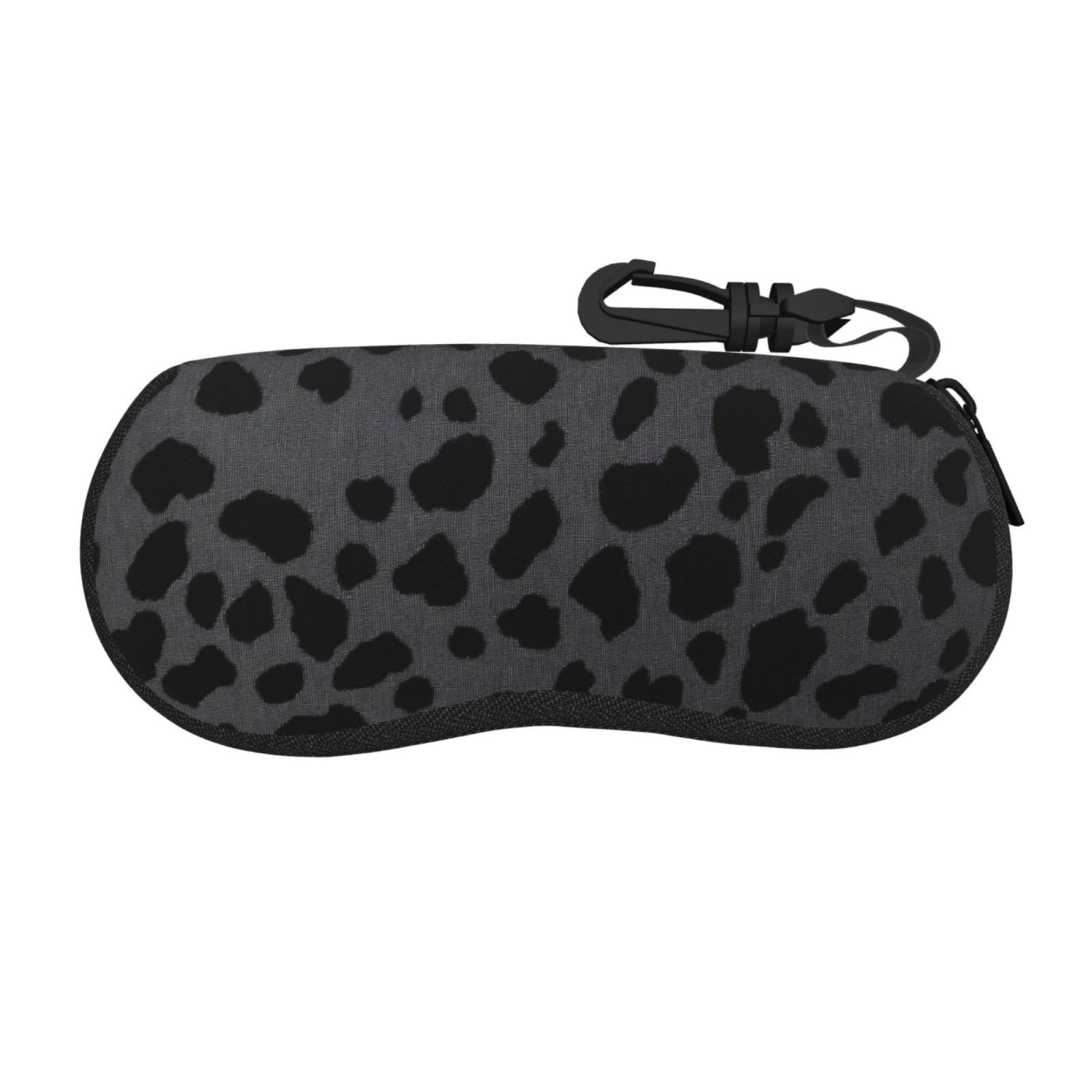 Peiyeety Unisex Black Leopard Pattern Print Eyeglass Case For Women And Men Portable Sunglasses Case With Carabiner