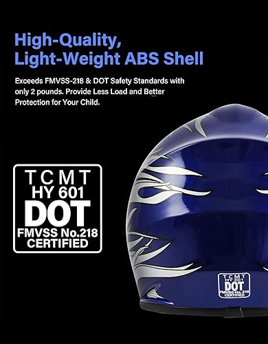 Miniatura 4 de TCT-MOTORPARTS DOT - Casco de motocross para niños y jóvenes, casco de cara completa para motocross, ATV, todoterreno, casco de cuatro ruedas, llama