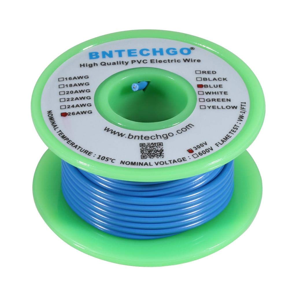 BNTECHGO 26 Gauge PVC 1007 Electric Wire Blue 50 ft 26 AWG 1007 Hook Up