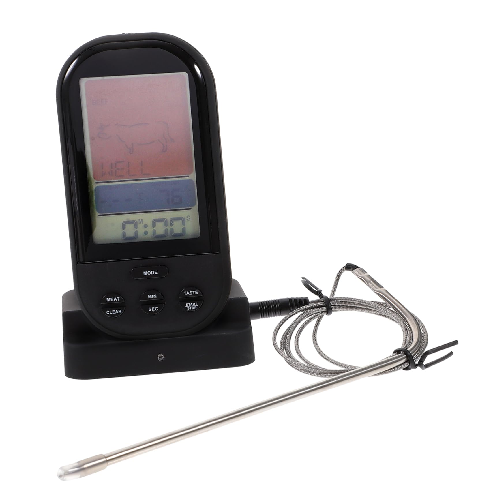 Ciieeo Termometro Wireless Barbecue con Display LED Retroilluminato Istantanea da Timer Allarme e Temperature Preimpostate per Carne Grigliata Portata Metri per Cucina Indoor e Outdoor