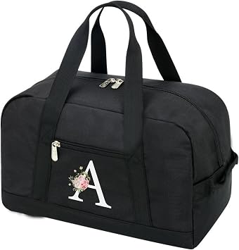 Small Gym Bag for Women Letter Style Small Duffle Bag for Travel Sport Carry on Bag-BlackLetter A