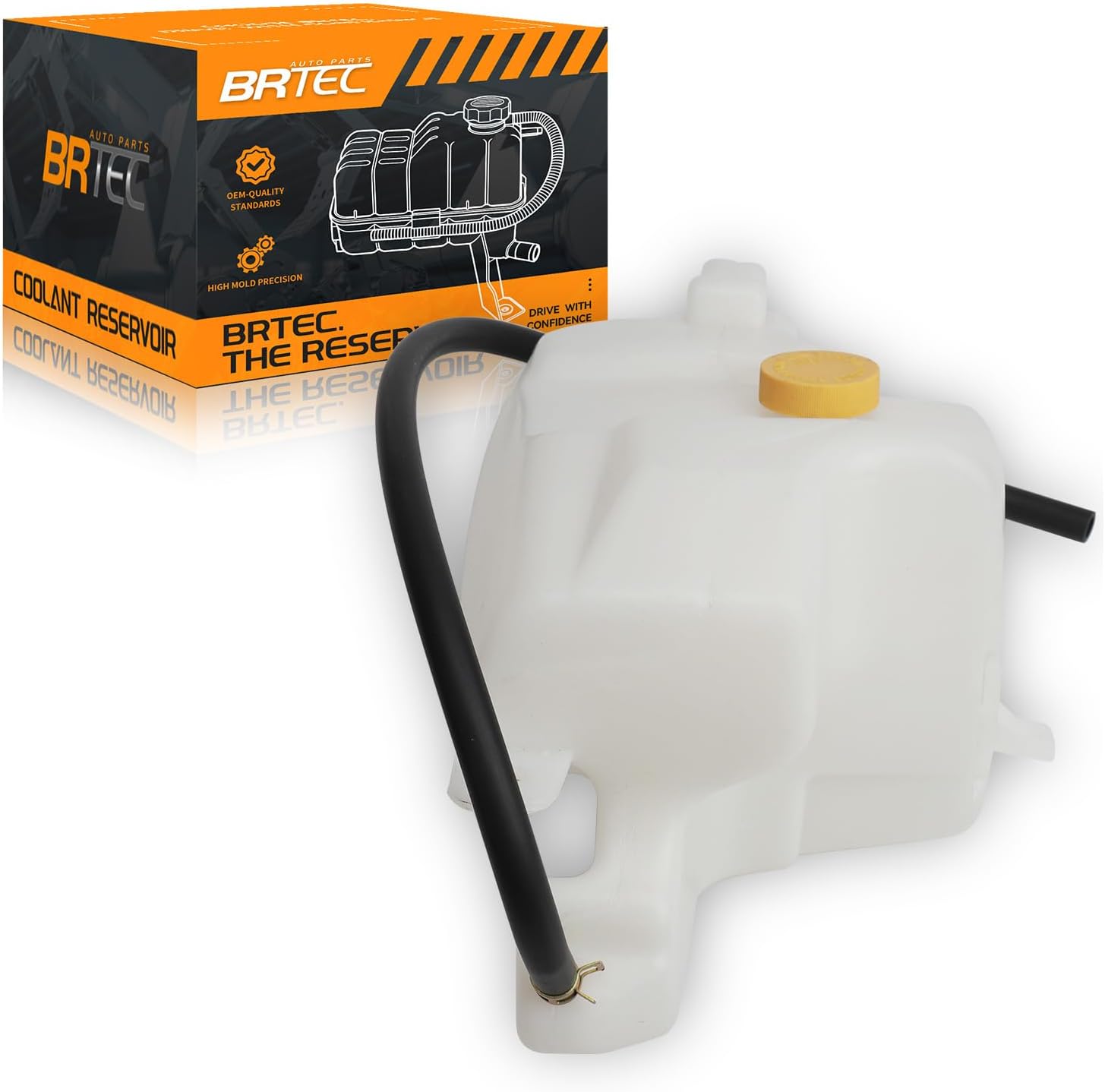 BRTEC Engine Coolant Overflow Recovery Reservoir Tank with Tubing & Cap Compatible with Nissan Altima 2.5L 3.5L 2002-2006, Maxima 3.5L 2002-2008 - Front Side