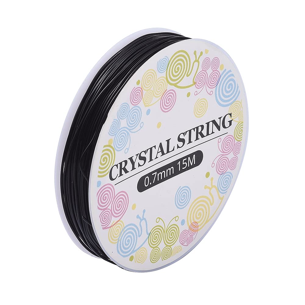 Cheriswelry 10 Rolls Elastic Crystal Thread 0.7mm Black Stretchy String Bead Cord with Spool for Beaded Jewellery Necklace Bracelet Earring Making