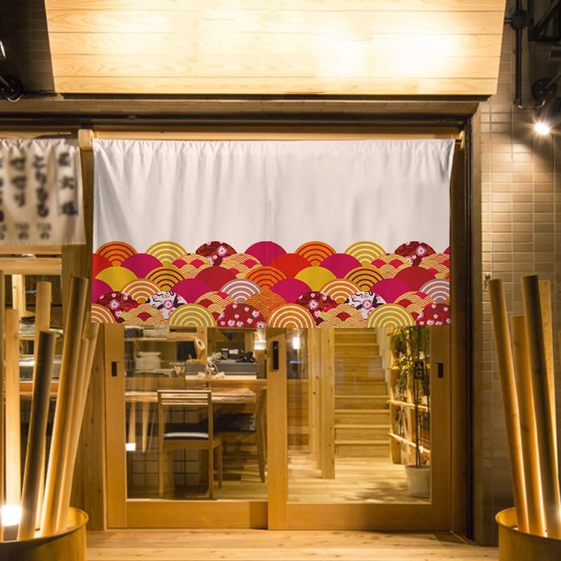 Rideau japonais noren pour cacher le vis-à-vis et décorer un bar à sushi en 90x50