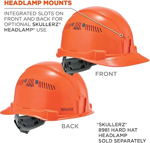 Miniatura 2 de Casco duro ventilado estilo gorra, con suspensión de trinquete, Clase C, Ergodyne Skullerz 8972, naranja