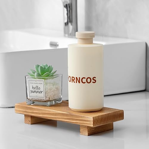 Miniatura 2 de Organizador de encimera de baño, soporte de pedestal de madera, bandeja decorativa de granja, soporte para jabón para decoración de cocina, pequeño,