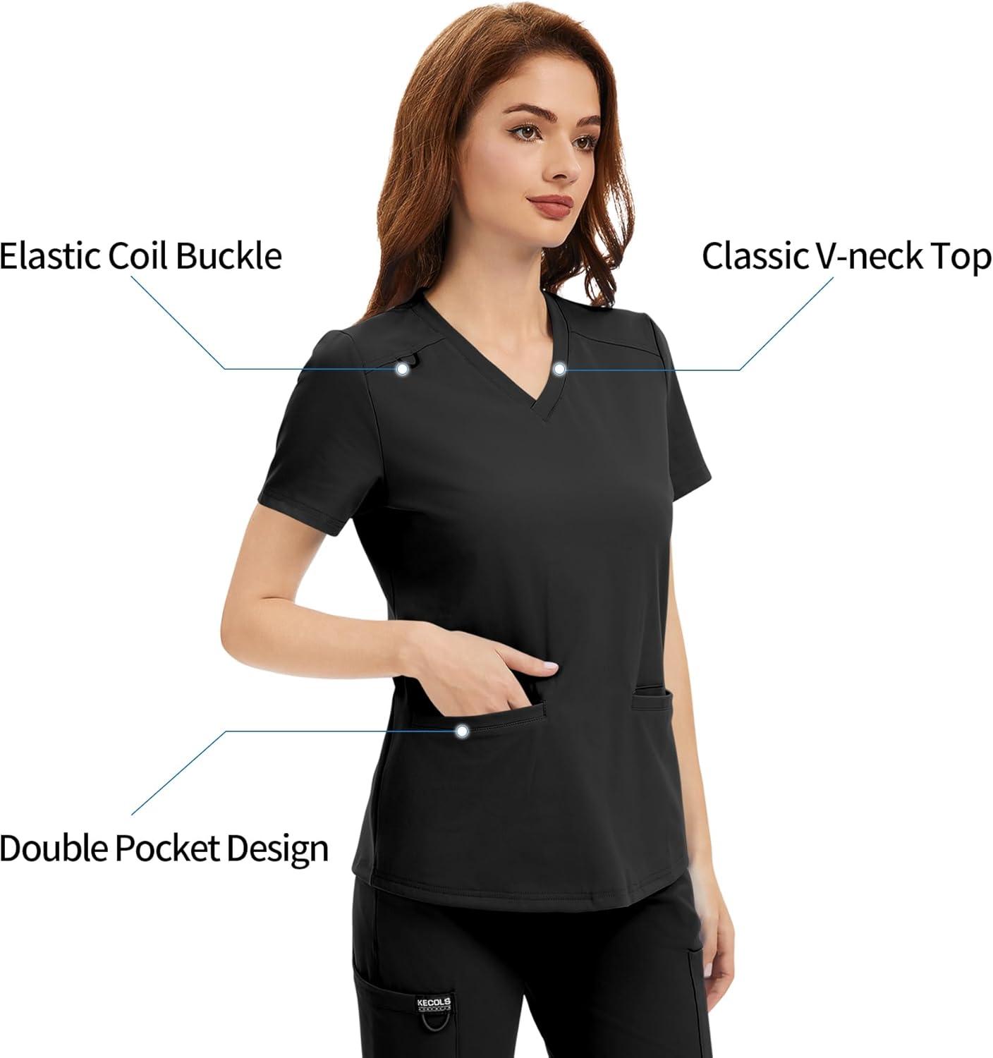 Scrub Tops for Women - V-Neck with 2 Pockets, Soft 4-Way Stretch, Anti-Wrinkle & Easy Care for Medical Uniforms - Image 3