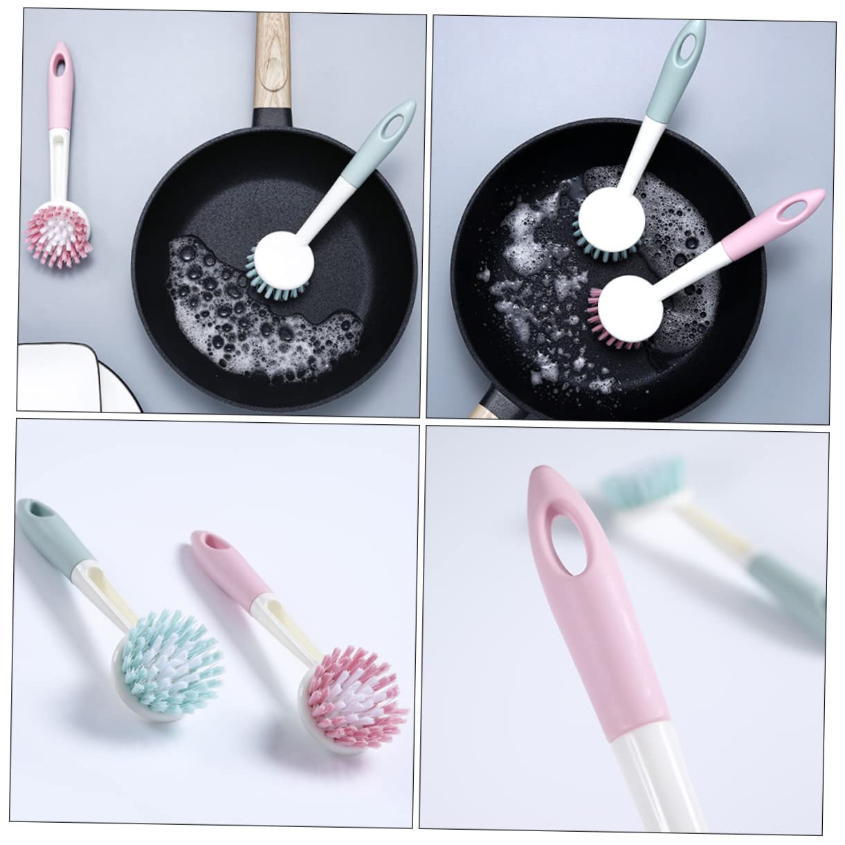 FRCOLOR 8piezas Cepillo De Limpieza para Fregaderos y Utensilios De Cocina Mango para y Superficies