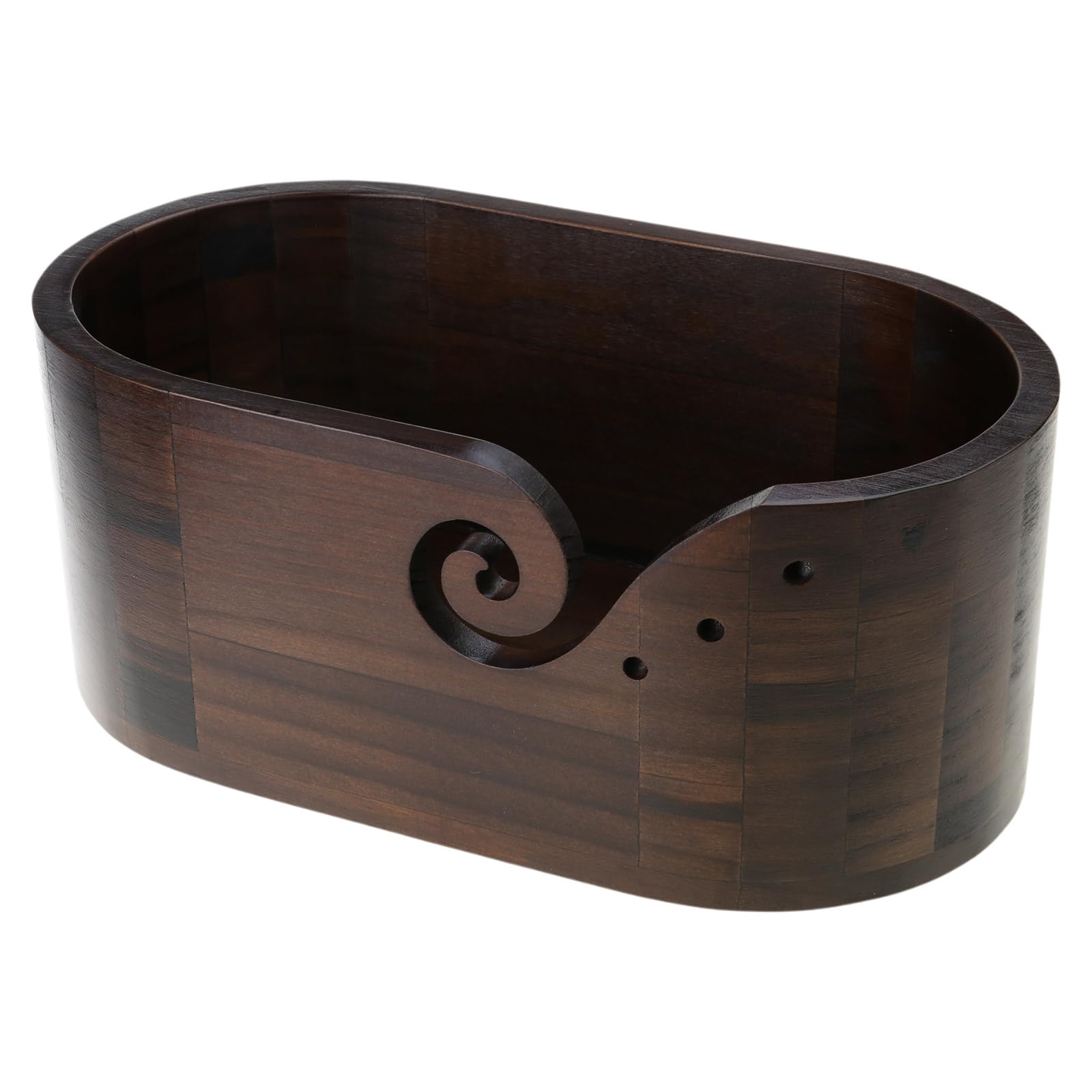 Jazuaiao Wood Yarn Bowl with Holes Knitting Wool Holder Crochet Yarn Storage Bowl Embroidery Crocheting Storage Accessories Wood Crochet Container